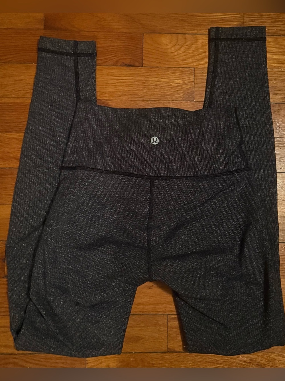 lululemon athletica Black with Silver Speckle Logo Legging Fabric